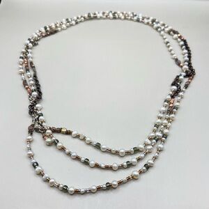 Silpada Magnificent Mile Pearl and Mixed Metal Long Bead Necklace